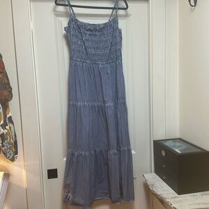 Denim-look shirred maxi dress!